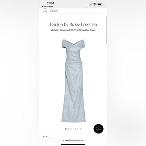 Teri Jon by Rickie Freeman
Metallic Jacquard Off-The-Shoulder Gown